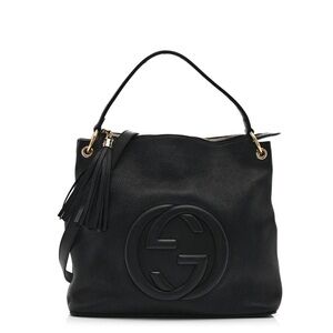 Authentic Gucci Black preloved Leather Bucket Soho Shoulder Bag, VGUC